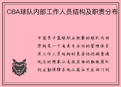 CBA球队内部工作人员结构及职责分布